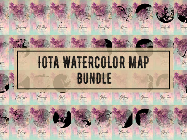 Iota watercolor map bundle t shirt design for sale