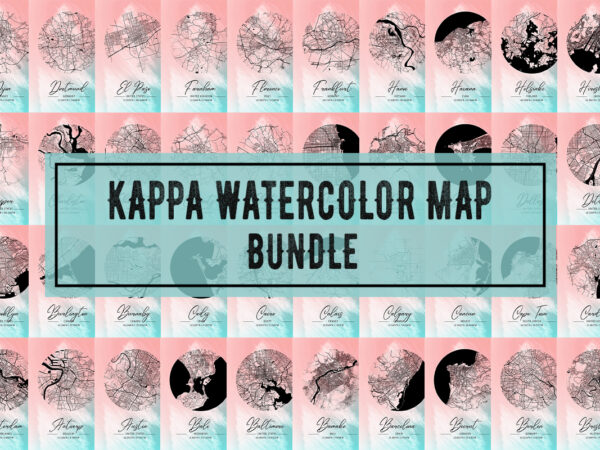 Kappa watercolor map bundle t shirt vector art