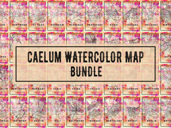 Caelum watercolor map bundle t shirt vector file