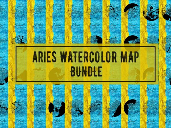 Aries watercolor map bundle t shirt vector