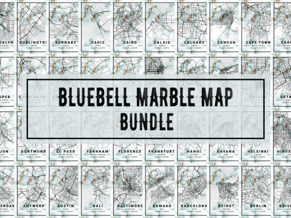 Bluebell marble map bundle t shirt template