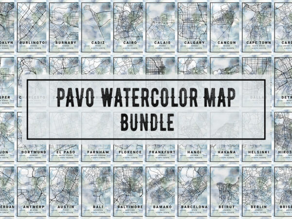 Pavo watercolor map bundle t shirt illustration