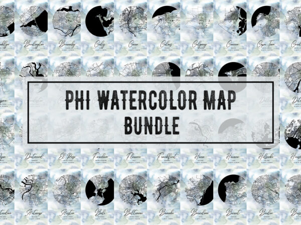 Phi watercolor map bundle t shirt illustration