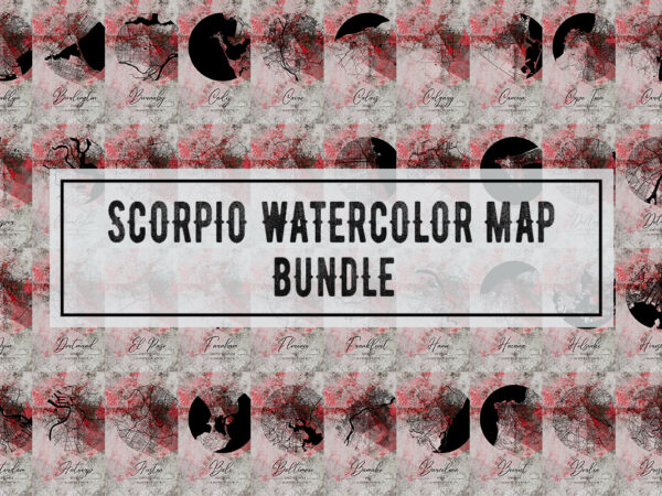 Scorpio watercolor map bundle t shirt template vector