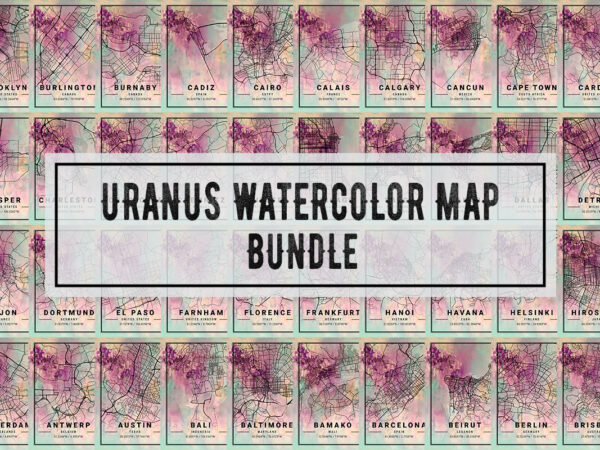 Uranus watercolor map bundle t shirt vector graphic