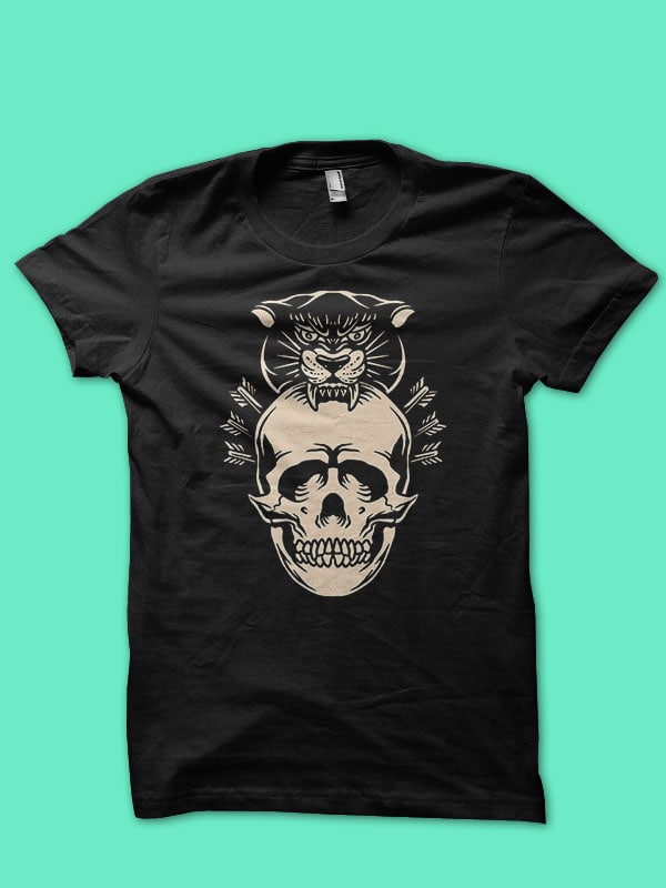 panther skull black and white