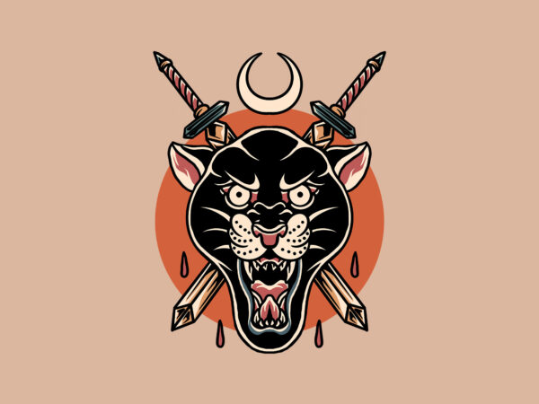 Panther swords tattoo t shirt illustration