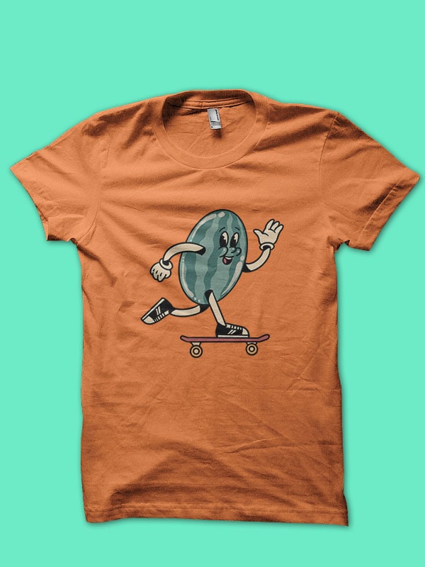 skateboarding watermelon cartoon