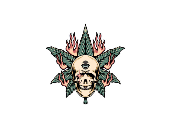 Skull ganja t shirt template vector