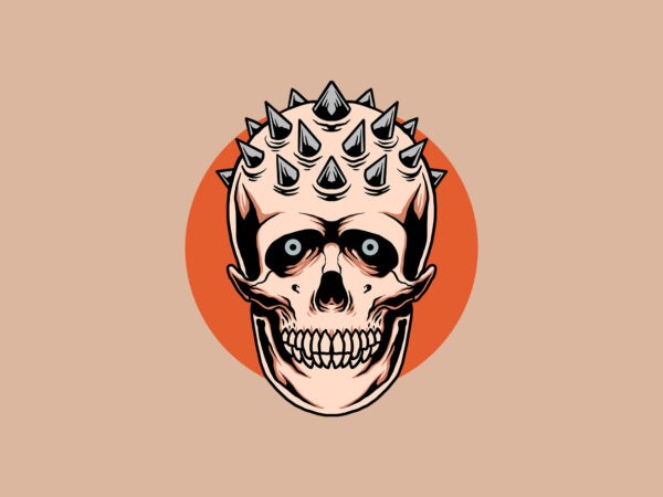 Spikey skull tattoo t shirt template vector