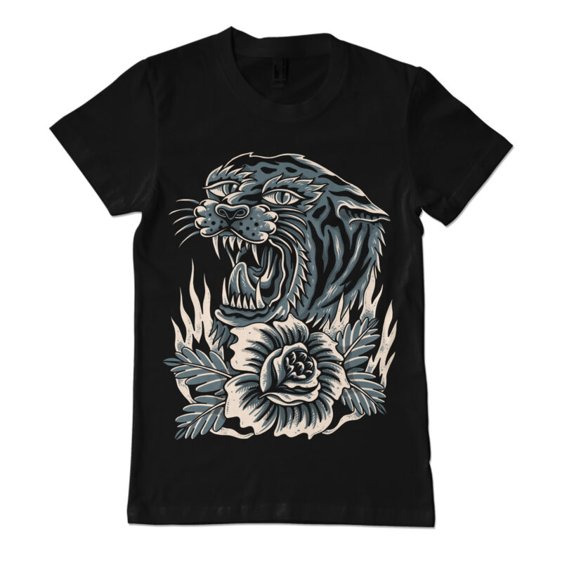 Traditional tiger illustration for t-shirt - Buy t-shirt designs