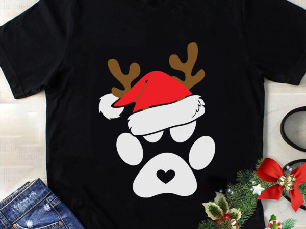 Paw print santa svg, christmas svg, tree christmas svg, tree svg, santa svg, snow svg, merry christmas svg, hat santa svg, light christmas svg t shirt illustration