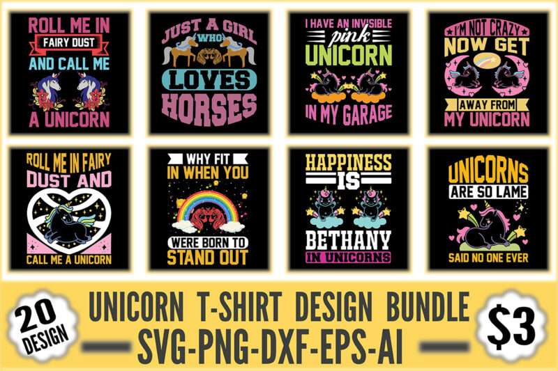 Unicorn T-shirt Design Bundle