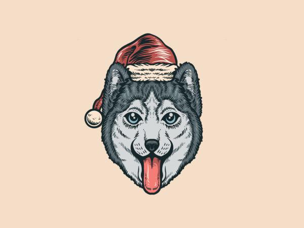 Christmas husky t shirt vector file