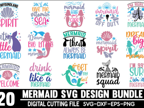 Mermaid svg bundle t shirt designs for sale