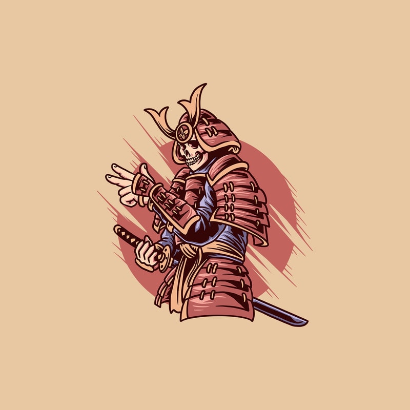 Skull Samurai Illustration - Buy T-shirt Designs