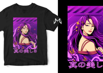 real beauty anime girl t shirt design online