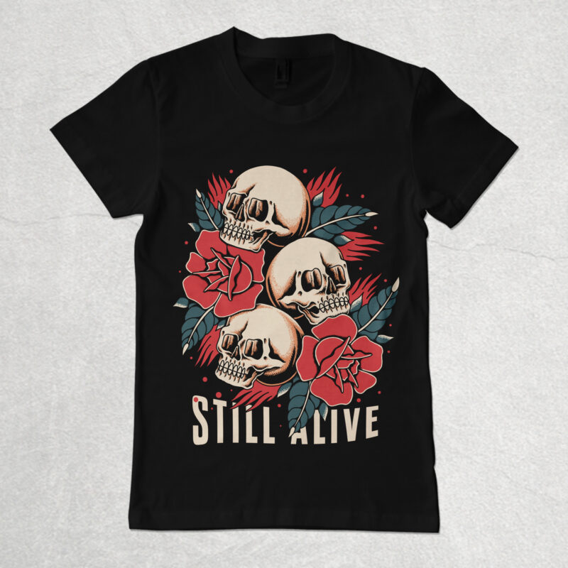 Still alive illustration for t-shirt