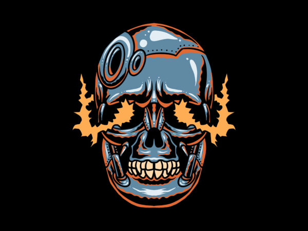 Metallic skull streetwear t shirt designs for sale