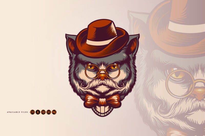 Funny hat cat logo mascot