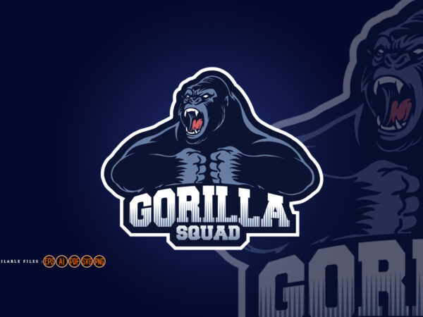 Gorilla Squad Esport Logo Mascot Illustrations - Buy T-shirt Designs