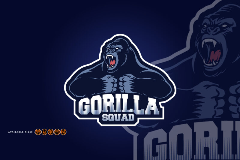 Gorilla squad esport logo mascot Illustrations