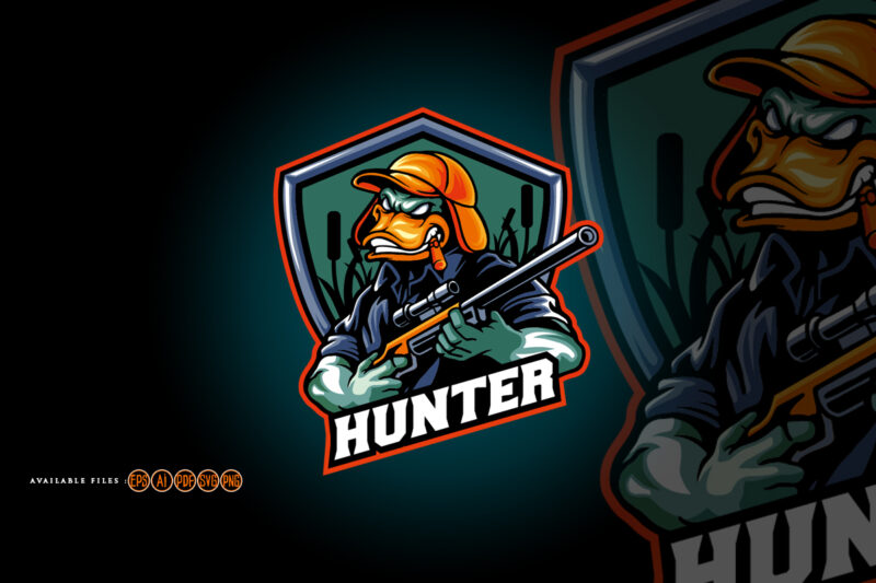 Duck hunter logo mascot illustrations