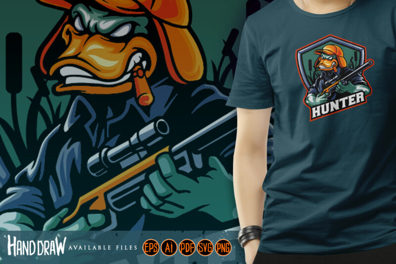 Duck hunter logo mascot illustrations