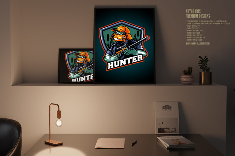 Duck hunter logo mascot illustrations