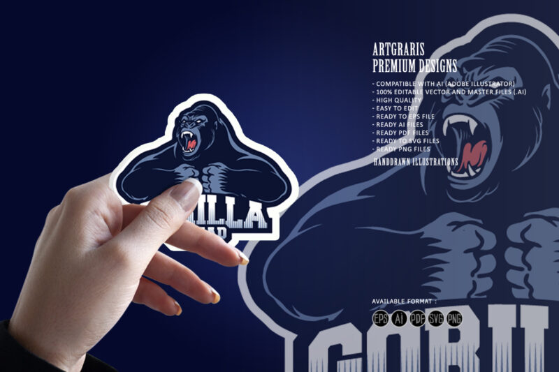 Gorilla squad esport logo mascot Illustrations