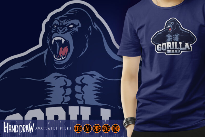 Gorilla squad esport logo mascot Illustrations