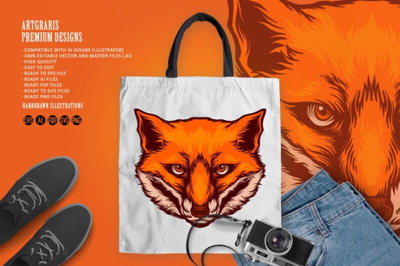 Head Foxy Sport Mascot Logo Illustrations