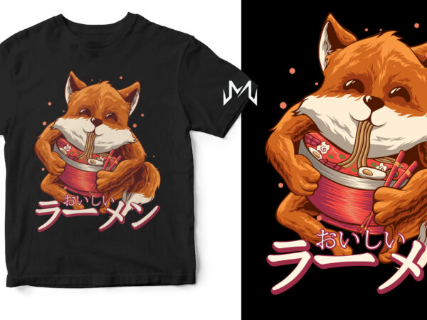 Cute fox ramen t shirt vector file