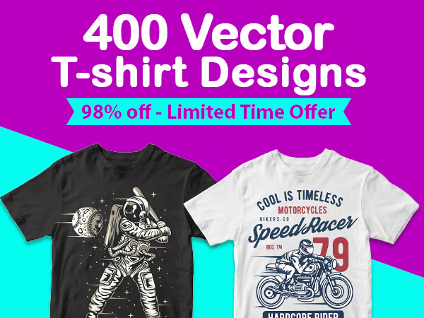 400 Vector T-Shirt Designs Bundle, Vector Sources & Commercial Use